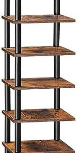 HOOBRO Vertical Shoe Rack, 8-Tier Narrow Shoe Shelf, Space-Saving Shoe Organizer for Entryway & Bedroom, Rustic Brown an