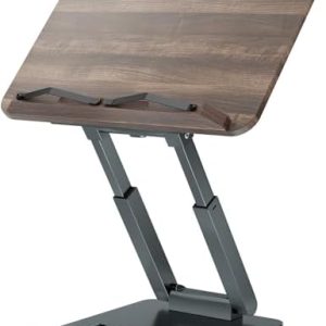 Tounee Telescopic Book Holder Stand - Adjustable Height Ergonomic Cookbook Stand with Elastic Page Clips for All Books -