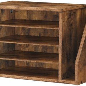 HOOBRO Mail Sorter, Adjustable Literature Organizer for Home & Office, Rustic Brown Paper Organizer with Countertop File