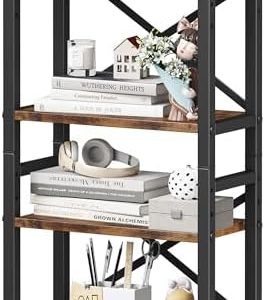 Rustic Brown 4-Tier Stackable Narrow Bookcase | Adjustable Industrial Desk Organizer for Living Room, Bedroom & Home Off
