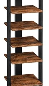 HOOBRO Wooden Shoe Rack for Entryway - 8 Tiers Vertical Storage Organizer with Hooks, Space-Saving Narrow Tower for 8 Pa