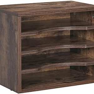 Snughome Vintage Wood File Organizer – 1|4’’ Adjustable Desktop Mail Tray Sorter for Home & Office – Wooden Paper File H