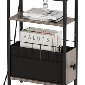 Snughome Narrow Side Table with Charging Station | Slim 3-Tier Nightstand for Small Spaces | Stylish Sofa Beside Table w