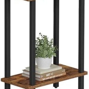 TUTOTAK Narrow Slim Side Table for Living Room & Bedroom, Brown TB01BB062 - Perfect Skinny Sofa & Couch Table with Funct