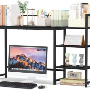 Snughome 4|9" Large Desk Shelf - 4 Tier Wooden Desktop Organizer for Home Office & Dorm - Perfect Monitor Hutch & Storag